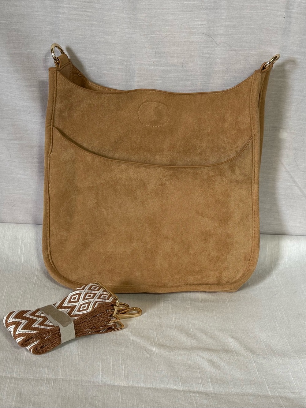 ah-dorned NY Vegan Leather Messenger Bag w/ Woven Strap New